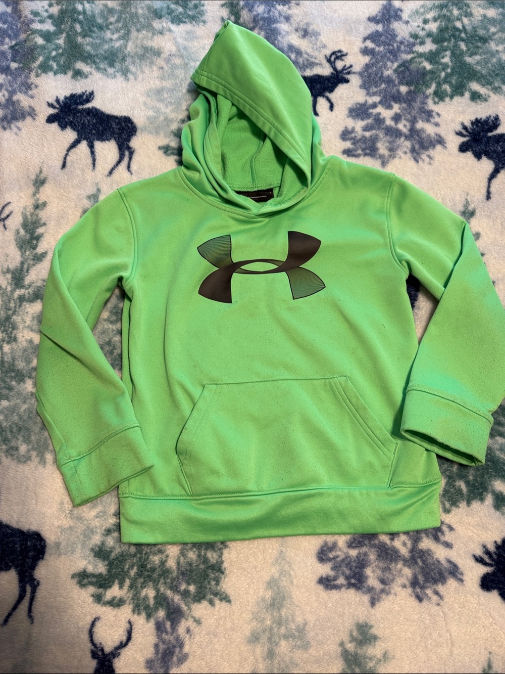 Under Armour Neon Green Kids' Hoodie with Black Logo